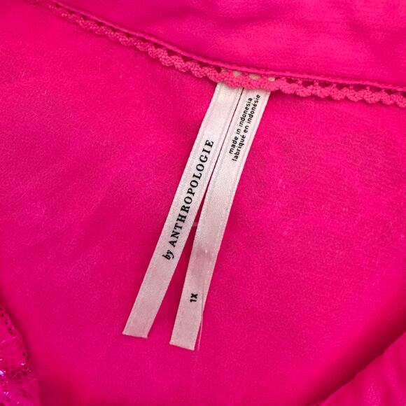 Anthropologie Pink Metallic Lace Button Down Shirt 1X NWT - Picture 8 of 15